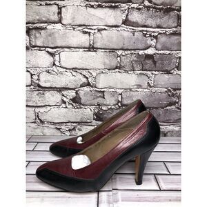 Bill Valentine VTG Burgundy Leather Slip On Classic Heels Women Sz 7M US/37.5EU